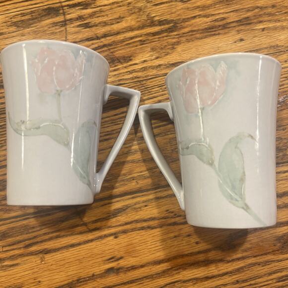 TWO Portmeirion Seasons FLOWERS By Susan Williams-Ellis Blue Mugs 4.5" TALL EXC! - Picture 4 of 7